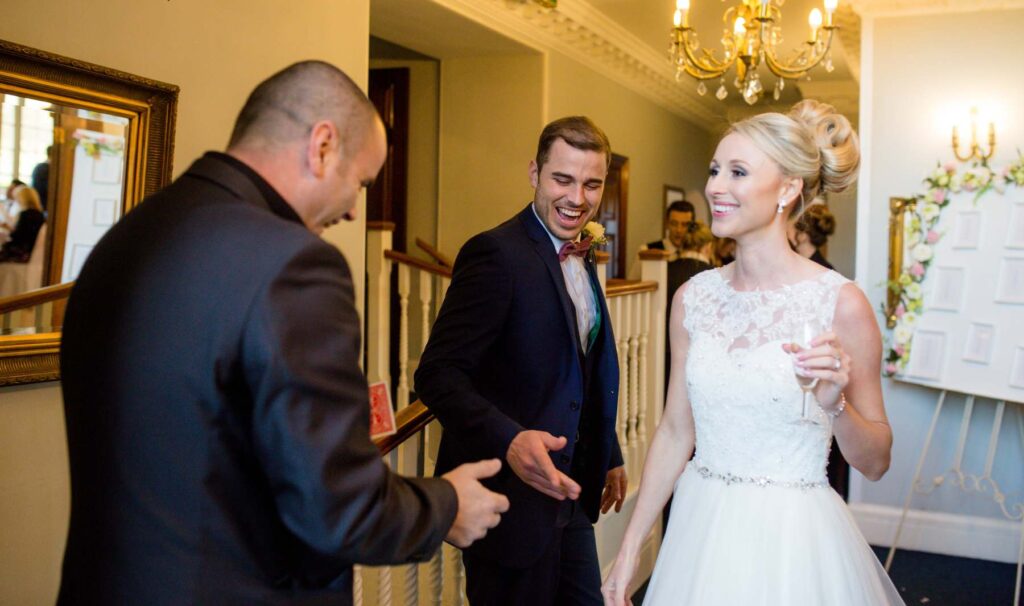 Andy Magicman performing live magic at Parklands, engaging the audience and providing professional entertainment services for UK events.